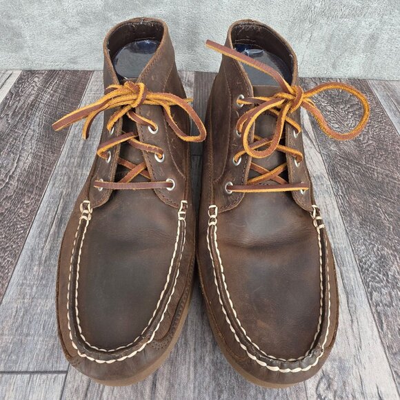 Sperry Top Sider Chukka Boots 9.5 High Tops Dark Brown Leather Lace Up Preppy - Picture 10 of 12